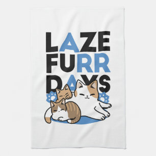 Paño De Cocina Laze Furr Days - Diseño de gatos perezosos