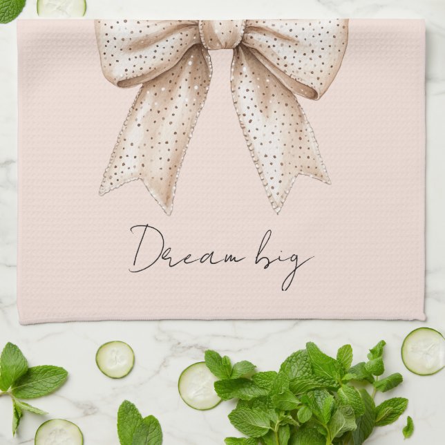 Paño De Cocina Lazo de crema de melocotón (Doblado)