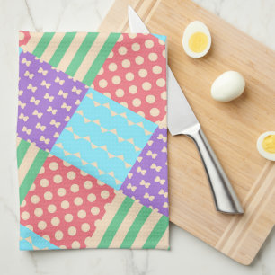 Paño De Cocina Lazo de raya de verificación pastel Geométrico de 