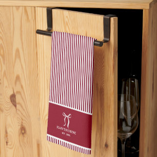 Paño De Cocina Lazo de raya roja elegante personalizado