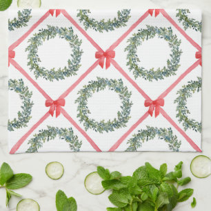 Paño De Cocina Lazo y cinta de Navidad roja