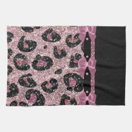 Paño De Cocina Lazos de cinta de estampado de leopardo rosa RAB R