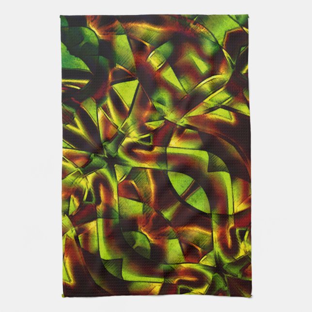 Paño De Cocina Lazos deformados de lazos verdes quemados (Vertical)