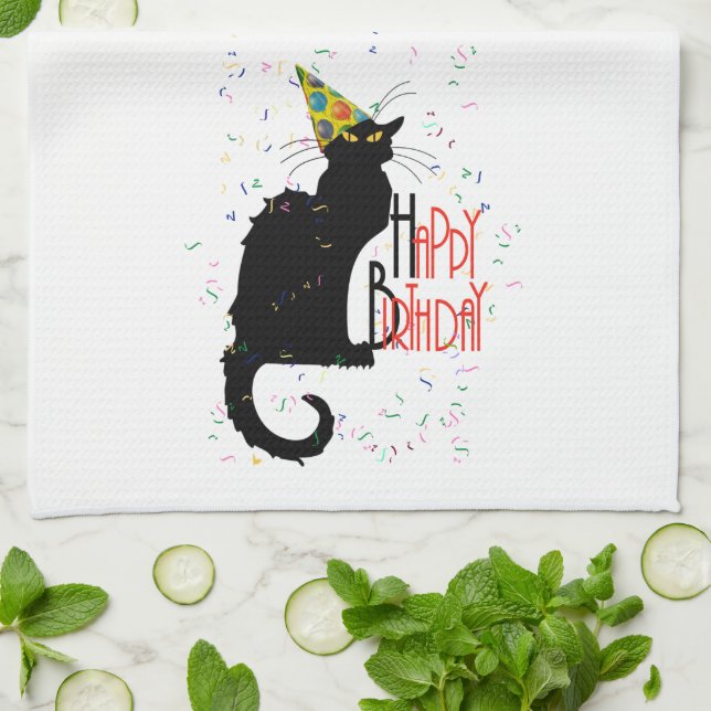 Paño De Cocina Le Chat Noir - ¡FELIZ CUMPLEAÑOS! (Doblado)