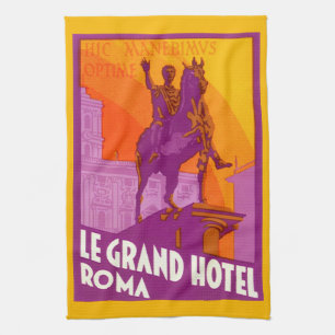 Paño De Cocina Le Grand Hotel Roma Estatua, Italia, Viajes Antigu