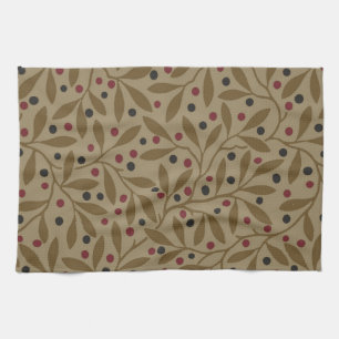 Paño De Cocina Leaf Berry Classic Colored Bonito Pattern Art