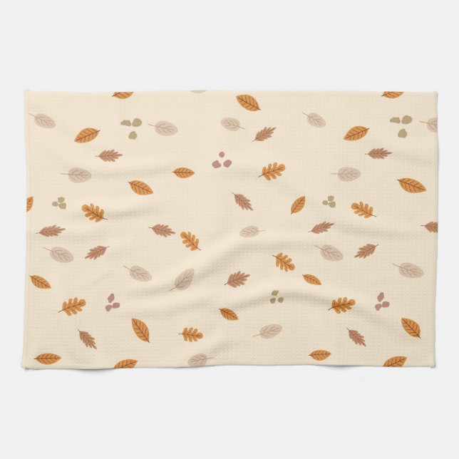 Paño De Cocina Leaves y ramas claras coronas otoño iluminadas Cre (Horizontal)