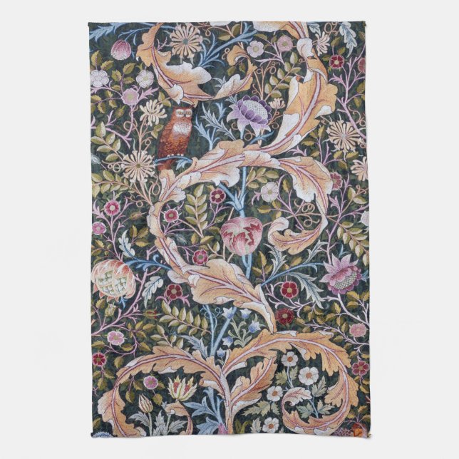 Paño De Cocina Lechuza y flores, William Morris (Vertical)