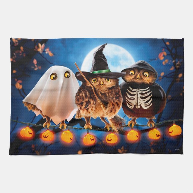 Paño De Cocina Lechuzas de Halloween (Horizontal)