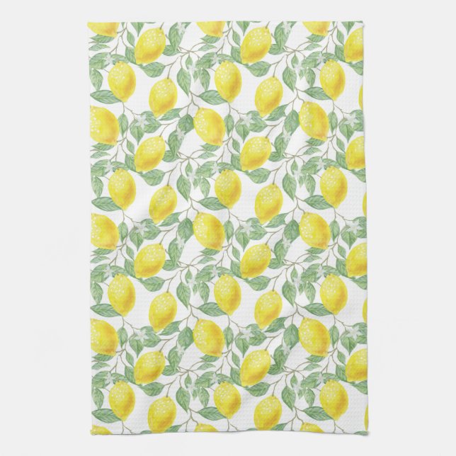 Paño De Cocina Lemon and Leaves Pattern (Vertical)