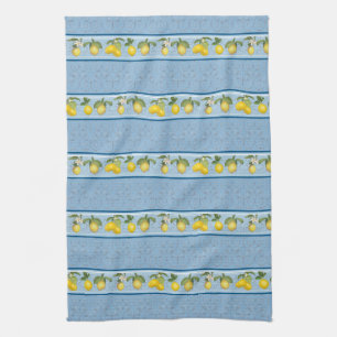 Paño De Cocina Lemon Citrus Stripe Farmhouse Blue French Country