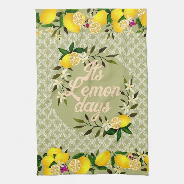 Paño De Cocina Lemon Days Motif Green (Vertical)