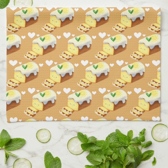 Paño De Cocina Lemon Loaf Cake Bread With Icing (Doblado)