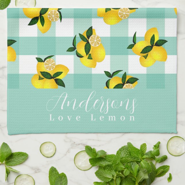 Paño De Cocina Lemon Moda Aqua Gingham (Doblado)