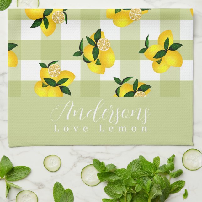 Paño De Cocina Lemon Moda Green Gingham (Doblado)