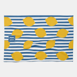 Paño De Cocina Lemon Rustic Farmhouse Stripe Monogram