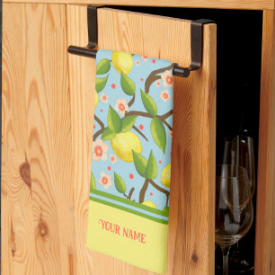 Paño De Cocina Lemon Your Name Yellow Fun Floral Bonito