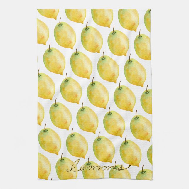 Paño De Cocina Lemones amarillos en blanco (Vertical)