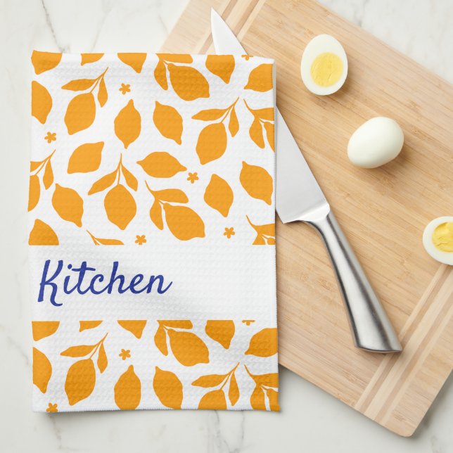 Paño De Cocina Lemones amarillos italianos dibujados a mano (Doblado Cuarto)