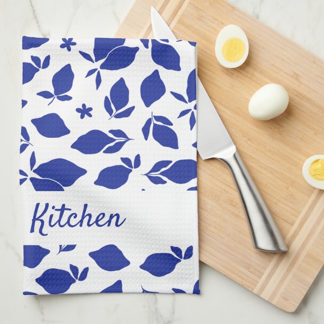 Paño De Cocina Lemones azules italianos dibujados a mano (Doblado Cuarto)