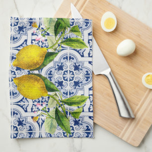 Paño De Cocina Lemones de azulejos azules de Amalfi