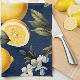 Paño De Cocina Lémones y flores de la marina de cocina mediterrán