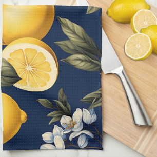 Paño De Cocina Lémones y flores de la marina de cocina mediterrán