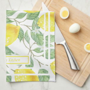 Paño De Cocina Lemones y hojas de Personalizado amarillo y verde