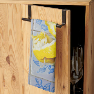 Paño De Cocina Lemons and Azulejos — Classic Blue & Yellow Still