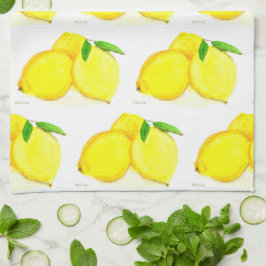Paño De Cocina Lemons Watercolor Fruta Amarilla Campesina