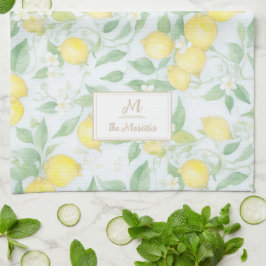 Paño De Cocina Lemons Watercolor Nombre personalizado Monograma l