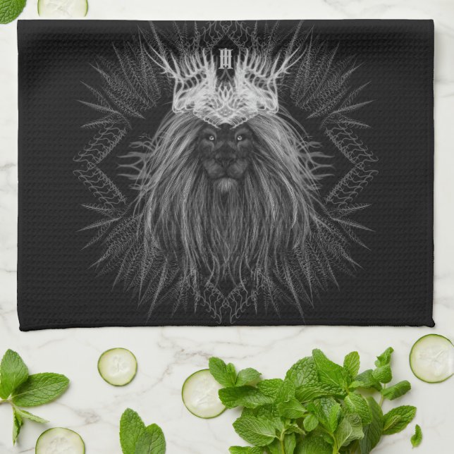 Paño De Cocina León con monograma de la corona (Doblado)