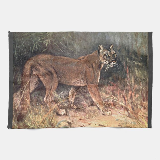 Paño De Cocina León de montaña, Puma o Cougar por Swan CE (Horizontal)