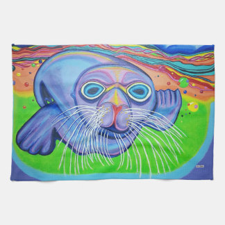 Paño De Cocina León marino psicodélico - Pintura acrílica