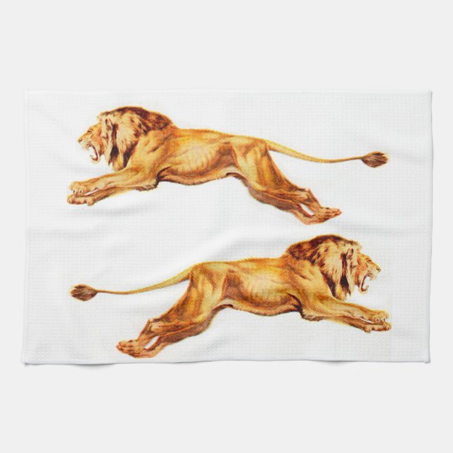 Paño De Cocina leones con propósitos cruzados (Horizontal)