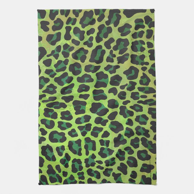 Paño De Cocina Leopard Black and Green Print (Vertical)