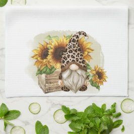 Paño De Cocina Leopard Gnome Sunflowers