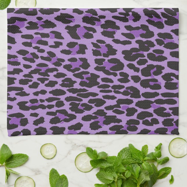 Paño De Cocina Leopard Print, Leopard Spots, Purple Leopard (Doblado)