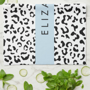 Paño De Cocina Leopard Print, Spots, Black And White, Tu Nombre