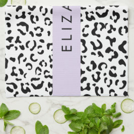 Paño De Cocina Leopard Print, Spots, Black And White, Tu Nombre