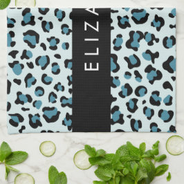 Paño De Cocina Leopard Print, Spots, Blue Leopard, tu nombre