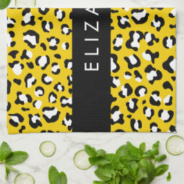 Paño De Cocina Leopard Print, Spots, Yellow Leopard, tu nombre