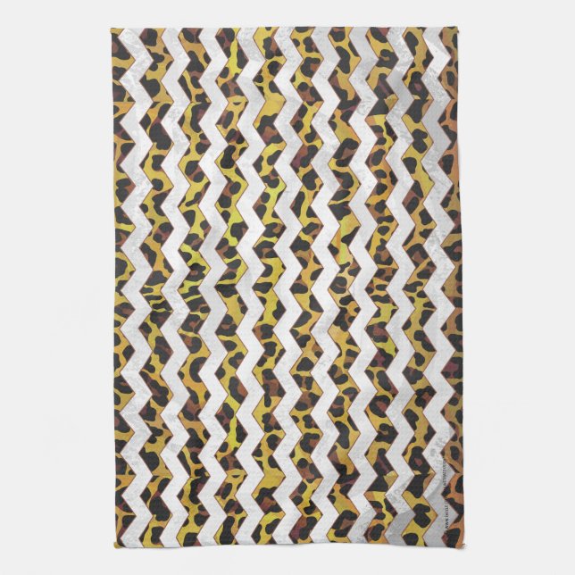 Paño De Cocina Leopardo Brown and Yellow Cevron Print (Vertical)