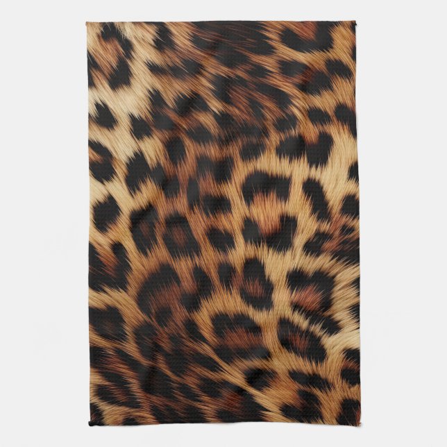 Paño De Cocina Leopardo de crema marrón de moda (Vertical)