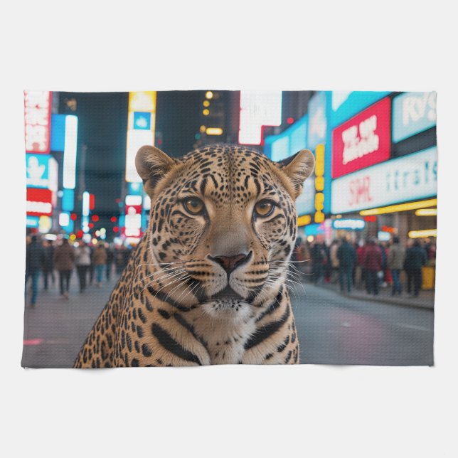 Paño De Cocina Leopardo en Times Square (Horizontal)