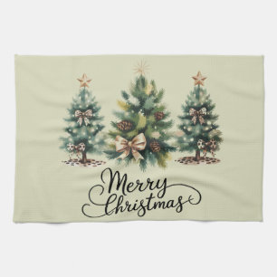 Paño De Cocina Leopardo Feliz Navidad Árbol Coquette Lazo Navidad