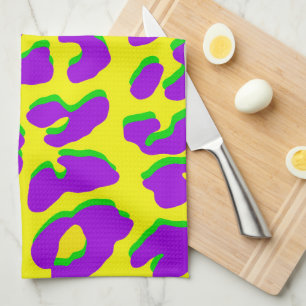 Paño De Cocina Leopardo Imprimir verde morado amarillo