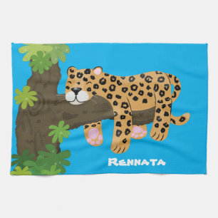 Paño De Cocina Leopardo lindo durmiendo en un ilustracion de pers