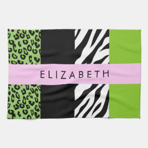 Paño De Cocina Leopardo Print, Zebra Print, Green, Your Name
