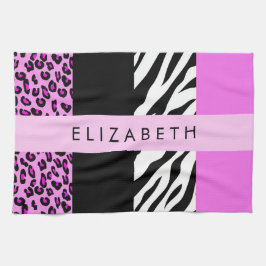 Paño De Cocina Leopardo Print, Zebra Print, Pink, Your Name